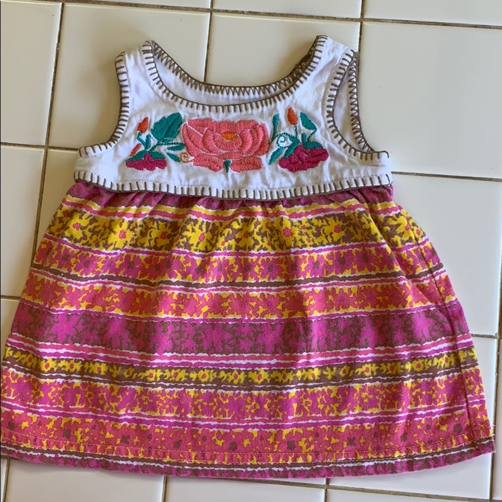 Pink and yellow print dress